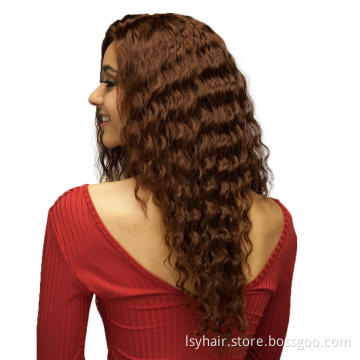 Wholesale Dark Brown Color 4 Deep Wave Curly Thin Film Full Lace Wigs Virgin Aligned Cuticle Best Selling Human Hair Wigs Dubai